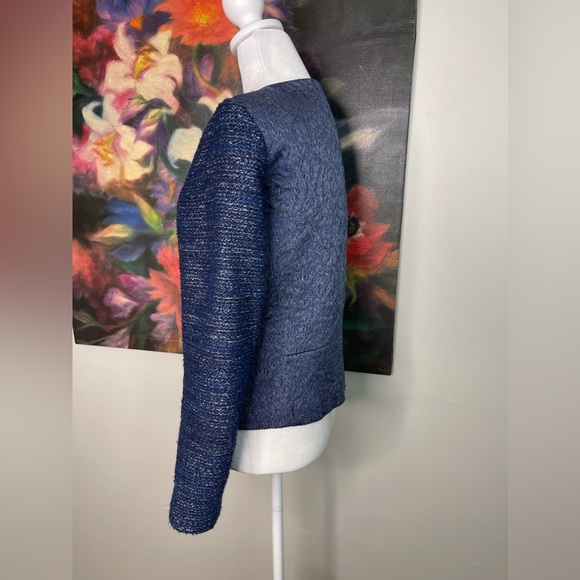 Sandro Paris Metallic Wool Blend Full Zip Evening Jacket Luxury Designer 38/M - Picture 4 of 10